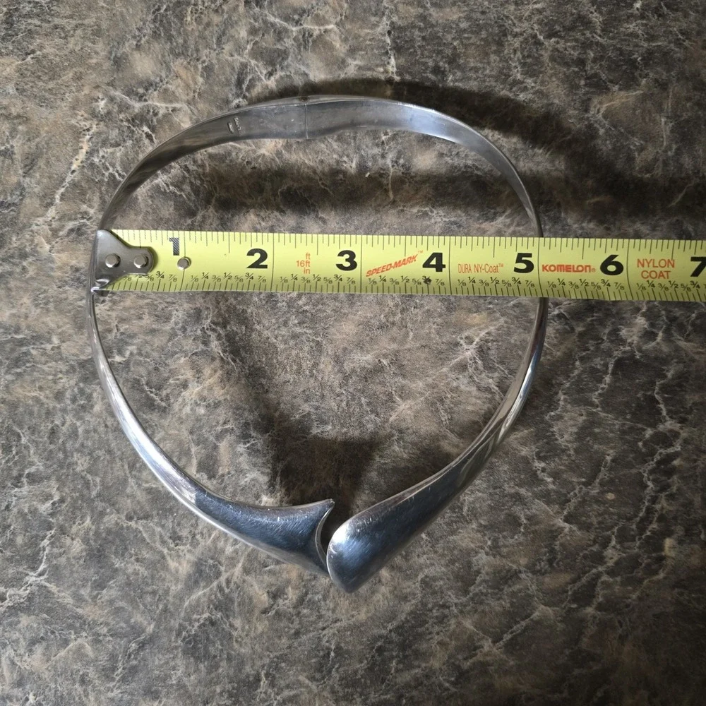 Vintage Taxco Mexico TL-57 950 Silver Modernist Collar Choker Necklace 113g